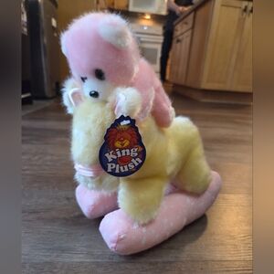 NWT Vintage King Plush Rocking Horse with Teddy Plush Stuffed Animal Nursery